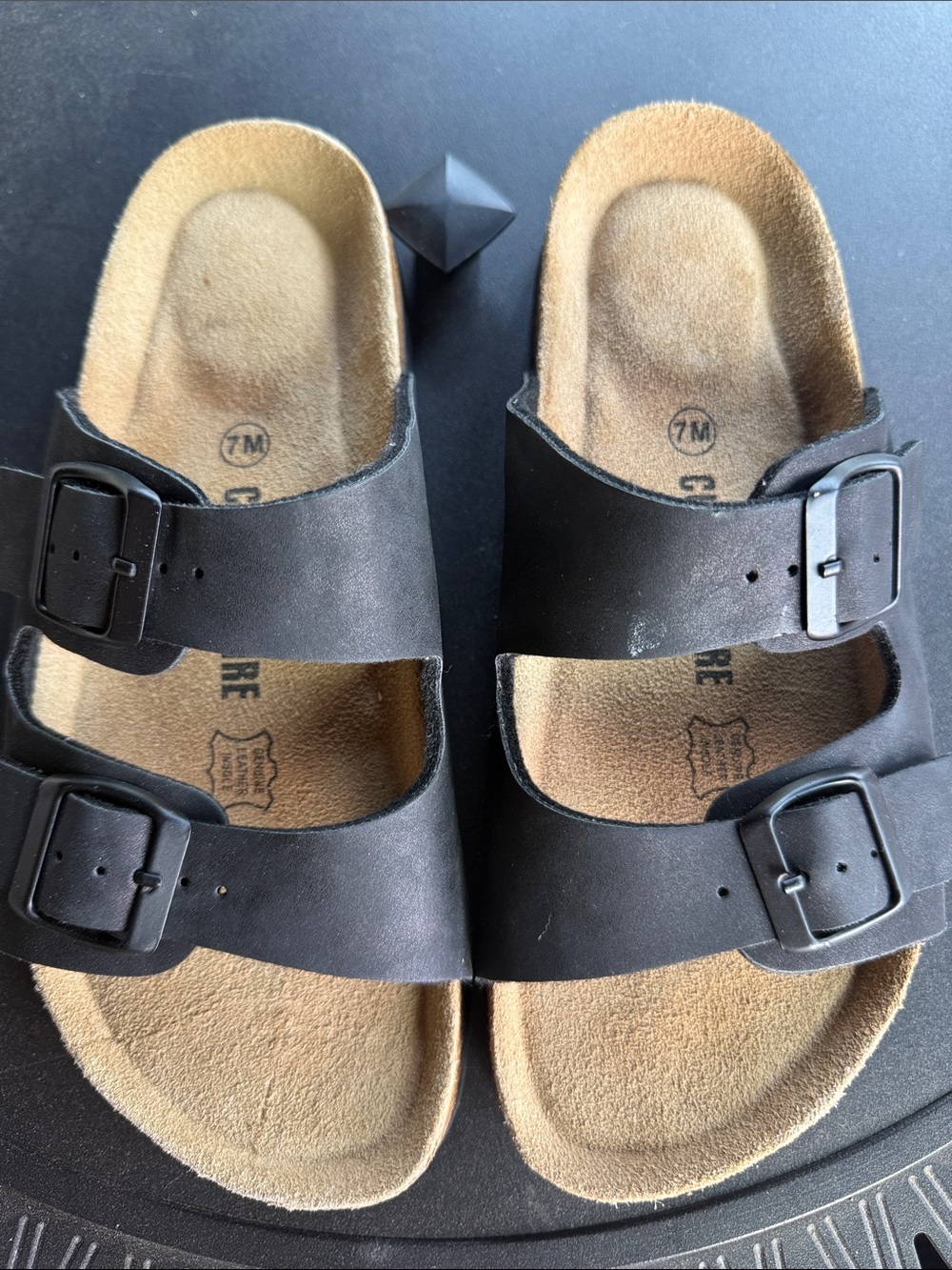 Women’s Black Double-Buckle Comfort Sandals